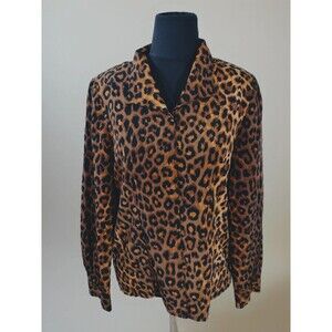 Lauren Lee Women’s 10 Leopard Print Blouse Shoulder Pad Vintage